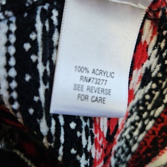 Croft &barrow Cardigan Sweater Christmas Sz Med black red soft - Picture 7 of 10